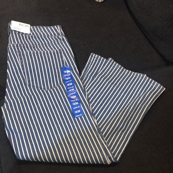 NWT CHAPS Mid-Rise Crop Kick Zip Front Striped Jeans-Size 10/30/Inseam 26 - Picture 10 of 11